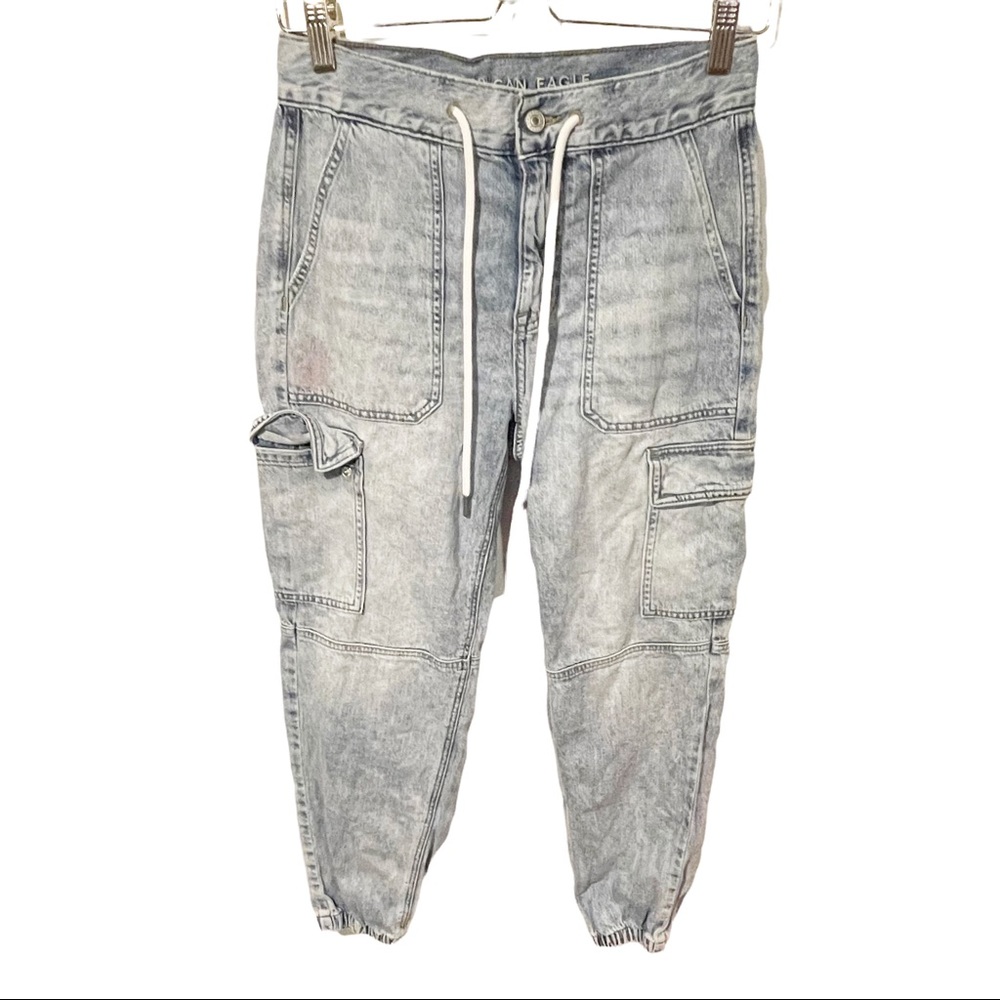 American Eagle Women's Size‎ 2 Draw String Cargo Pockets Stretch Jogger Jeans